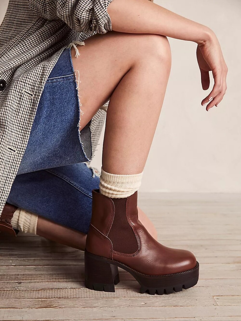 Jeffrey Campbell x Free people Preston platform ankle boots dark brown women's 9